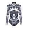 3D Digital Print Robot Punk Armour Zentai Jumpsuit BriefScosplay Fantasia feminina Feminino Feminino de Zíper Bodysuit Party Halloween