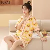 Sukae Plus Size M-5xl Женская одежда японская кимоно пижама милая кардиганская кардигана для женщин для женщин V-образных шорт.