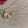 High -end designer ketting Carter v Gold High Edition Dubbele ring ketting dames 18k roségoud volledige diamant veelzijdige licht luxe kraagketen origineel 1: 1 met logo