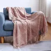 Blankets Solid Bed Sofa Air-Condition Throw Knitted Blanket With Tassels Camping Picnic Bedspread Chair Lounge Towels