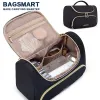 BAGSMART Travel Makeup Bag Make Up Organizer Case Large Open Pouch for Women Cosmetic bag for Toiletries Accessories Brushes