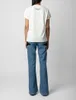 2024 프랑스 패션 브랜드 ZV 여성 블루카 3D 디지털 인쇄 둥근 목 티셔츠 날개 핫 다이아몬드 여자 짧은 슬리브 티셔츠