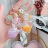 Creative Floating Unicorn Milk Tea Cup Bottle Keychain Cute Fruit Daisy Cat Bubble Tea Quicksand paljetter Liquid Car Keys Chain Chain