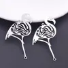 10pcs 49*30 mm mosiężne złącze Flamingo Charms Rhodium Splated wisiorek