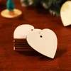 50pcs Unfinished Wood Pieces Wooden Hearts Paintable Cutouts Unfinished Crafts Hanging Pendants with Ropes DIY Supplies