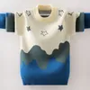Korean Knitted Sweater for Kids Boys Winter Fall Teenage Star Warm Knitwear Baby Blue O-neck Bottoming Clothes 6 8 12 16 Years