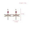 Dangle Earrings Fashion Jewelry Women' Daily Gifts Animal Dragonfly Carved Metal Plate Hollowed Out Gold-plated Court Retro Style Stone
