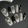 Presse Y2K faite à la main sur des ongles Luxury Long réutilisable Adhésif Faux acryliques Capre-pointes Nail Tips portable Manucure pour les filles 240328