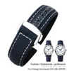 Watch Bands 19mm 20mm Nylon Canvas Watch Strap per Omega Seamaster 300 AT150 in tessuto Aqua Terra 150 Blue 21mm 22mm WatchBan3244179