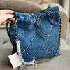 Denim Garbage Bag Designer Women Shoulder Bag Silver Hardware Luxury Handbag Coin Matelasse Chain Crossbody Shopping