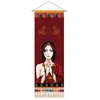 Tapestries Tibetaanse stijl muur hangende tapijtmeisje gedrukte scroll -schilderijen Tibet slaapkamer kunst poster etnisch huisdecoratief