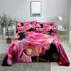 핑크 로즈 퀸 시트 세트 아이의 평평한 시트 소년과 여자 침대 시트와 베개 침실 침대 시트 세트 침구 세트