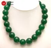 Choker Qingmos Trendy 18 mm runde natürliche himmelblaue Jades 17 "Chokers Halskette für Frauen mit echtem Schmuck-NEC6281