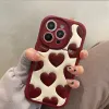 Love Life Wind Red Heart Cute Back Cover för iPhone 14 12 11 13 Pro Max 14 Plus Pu Leather Phone Case Shell Capa