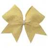 12 stks Nieuwe grote glitter 7,5 -inch Cheer Hair Bows voor cheerleading tienermeisjes college sport glitter kleurrijk goud