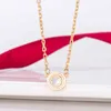Designer Charm Carter One Diamond Necklace V Gold Plated 18k Single Small Round Cake Frisbee Simple Pendant