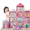 Miniaturowy Doll Dollhouse Big House dla dzieci zestawy budujące dom do lalki meble do lalki dla dzieci