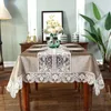 Table cloth Chocolate Golden Velvet Embroidered Luxury Table Dining Table Cover TableCloth Flower Lace Tv Cabinet Dust Cover