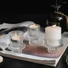 Candle Holders European-style Simple Vertical Strip Transparent Glass Double-headed Candlestick Bar Romantic Restaurant Desktop Cafe