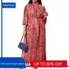 Ethnic Clothing Pink Green African Style Dresses For Women Autumn Long Sleeve Print Party Evening Dress Maxi