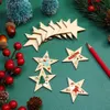 50pcs/set未完成の星パターン木製空白の木材スライスdiyクラフトクリスマス絵画のための木製の星スライス結婚式の装飾