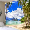 Nordic Ins Tapestry Beach Coconut Tapestries Tree Scenery Large Background Cloth Boho Home Decoration Wall Hanging Bedroom Warm Tapestries R0411