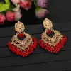 Boho Gold Couleur Coeur Fleurie Fleur Scarrette boules d'oreilles pour femmes Indian Jhumka Boucles d'oreilles rétro Perles roses bijoux Tassel 2023