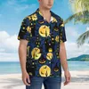 メンズカジュアルシャツ不気味なハロウィーンビーチシャツの男ホーンテッドハウスハワイアン半袖グラフィックルーズ特大のブラウスギフト