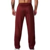 Calça masculina cintura elástica esportiva lateral lateral casual homem de comprimento completo treinamento de academia de ginástica jogging pernas largas calças de moletom