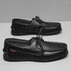 Casual Shoes Men Quality Leather Loafers äkta affärsklänning Slip On Outdoor Driving Foot Covering Bean