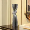 Candle Holders Modern Design Black-and-white Stripe Candlestick Decor Creative Abstract Combination Of Ceramic Living Room Tabletop