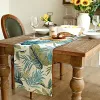 Blue Leaf Pattern Table Runner Farmhouse Style Holiday Table Runner Kitchen Dinner borddekor inomhus och utomhusdekoration