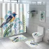 Birds Bath Curtain Kingfisher Print Mat Ensemble Polyester Tapis antidérapant de haute qualité rideaux de douche imperméables avec crochets