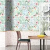 Aquarelle fleur rose / feuilles vertes fonds d'écran pelés et colorants en vinyle auto-adhésifs muraux murs de chambre à coucher décoration de la maison