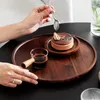 1pc hölzerne runde japanische Tablett verdickte Tee Tablett Teller Home Kuchen Pfannen Dessert Behälter Haushalt Aufbewahrungswerkzeuge