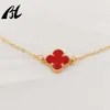 Hot Sale 18K Gold Dainty Women Four Leaf Clover ketting sieraden Lucky Pendant Necklace