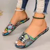 Talltor 2024 Summer Fashion Women Snake Skin Platt Casual Shoes For Open Ted Beach Slides Female Zapatos de Mujer