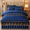 ai winsure quilted velvet bedding set queenキングサイズダブルベッド布団カバーレースジッパーベッドスカートヨーロッパソリッド2枕カバー