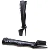 Dance Shoes Auman Ale 23cm/9 pulgadas Matte Black PU Upper Sexy Exotic Taclating Platform Fiest Farty Women Boots 072