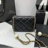 24S Designer Double pearl chain bag 10A Mirror mass Lambskin Flap bag Mini lady Shoulder Bag luxury crossbody bag With box LC605
