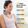 Neckbår EMS Neck Acupoints Lymfity Massage Device, Intelligent Neck Massager med värme Blue Hot Design Pain Relief