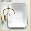 5 Sizes White Ceramic Bathroom Sinks Modern Golden Edge Washing Sink Simple Embedding Washbasins Square Wash Basin