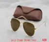 2020 High Quality Pilot Sunglasses Designer Brand Mens pour femmes verres de soleil Gold Metal Metal Green 58 mm 62 mm Lenses en verre 8159330