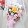 Flores decorativas de girassóis de crochê do Dia do Professor de Flores Tecido Bouquet Mãe Presente de Festas de Casamento Navilhadas à mão