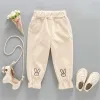 Pantaloni per bambini pantaloni da bambina inverno ricamo di coniglio caldo velluro a coste elastiche cinturini versatili pantaloni versatili