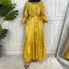 Ethnic Clothing Luxury Satin Solid Women Long Dress Muslim Ramadan Islamic Abaya Arab Turkey Malaysia Middle East Dubai Caftan Maxi Robe