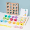 Wooden Montessori giocattolo a forma di colore matching board threading game moving Fine forming toilical pensing un giocattolo educativo giocattolo educativo