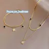 Enkel personlighet 14k guldpläterad pentagram damer rostfritt stål halsband armband set