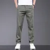 Kleidung Frühling Sommer dünne Stretch Lyozell Stoff Herren Casual Hosen Schlankes Elastiz Taille Business Grey Hosen männlich 240411