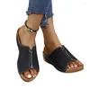 Tofflor kvinnliga skor till försäljning 2024 BASIC Women Summer Casual Wedges Light Soft Bottom Ladies